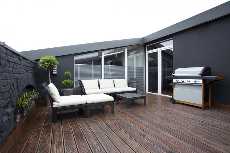 Outdoor living space with painted deck
